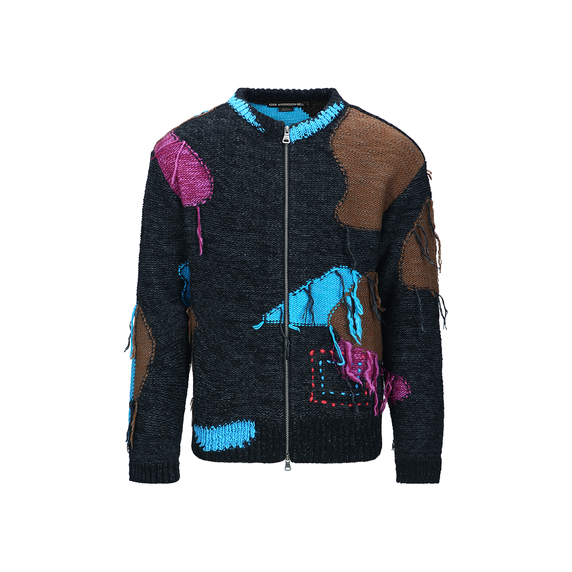 atb1333u(BLACK) ADSB Andersson Bell Unisex Intarisa Zip-Up Crewneck Sweater Black