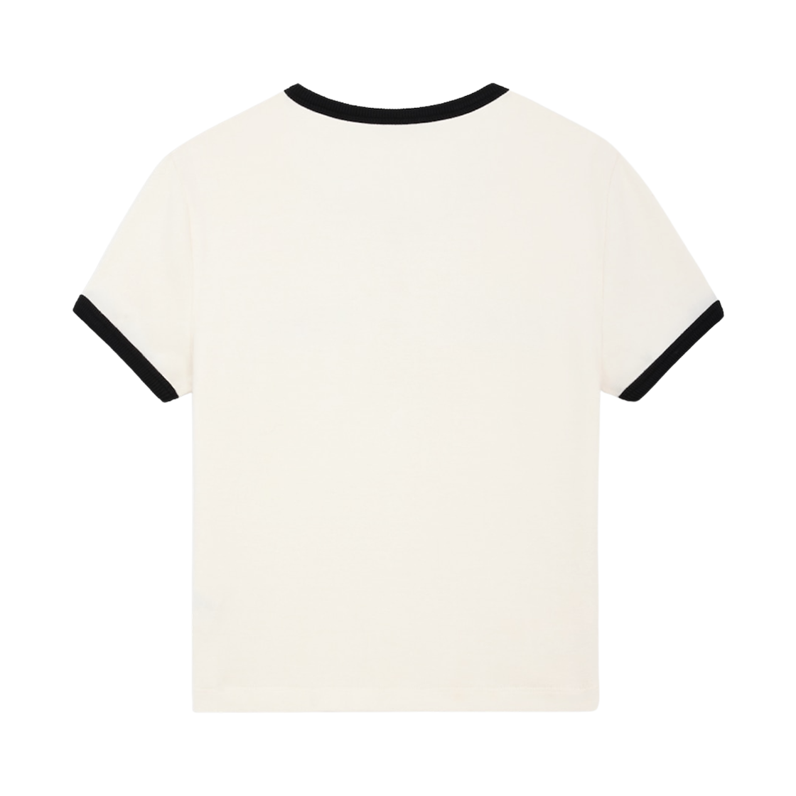 (W) 셀린느 코튼 저지 크롭 티셔츠 크림 블랙((W) Celine Cropped T-Shirt in Cotton Jersey Cream Black) - 2