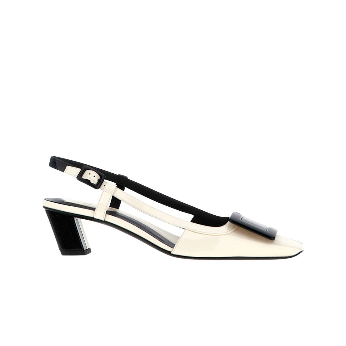 (W) 로저 비비에 벨 비비에 페이턴트 레더 슬링백 펌프스 화이트((W) Roger Vivier Belle Vivier Slingback Pumps in Patent Leather White) - 1