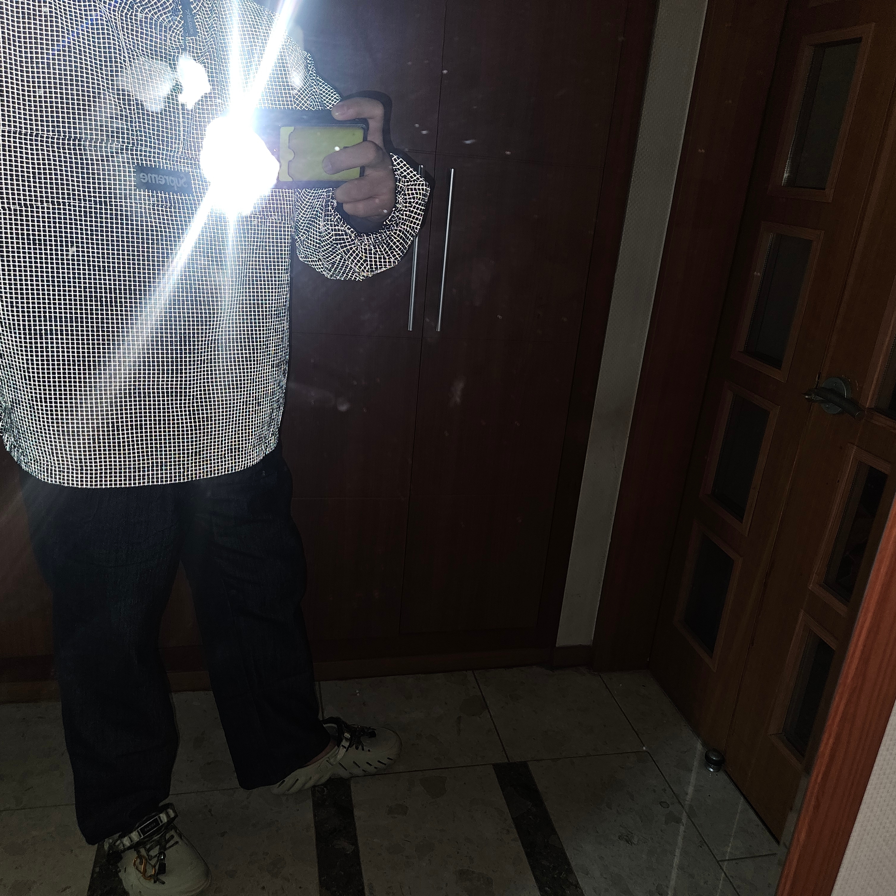 Supreme Reflective Ripstop Anorak Black - 25SS 착용 스타일 - 1