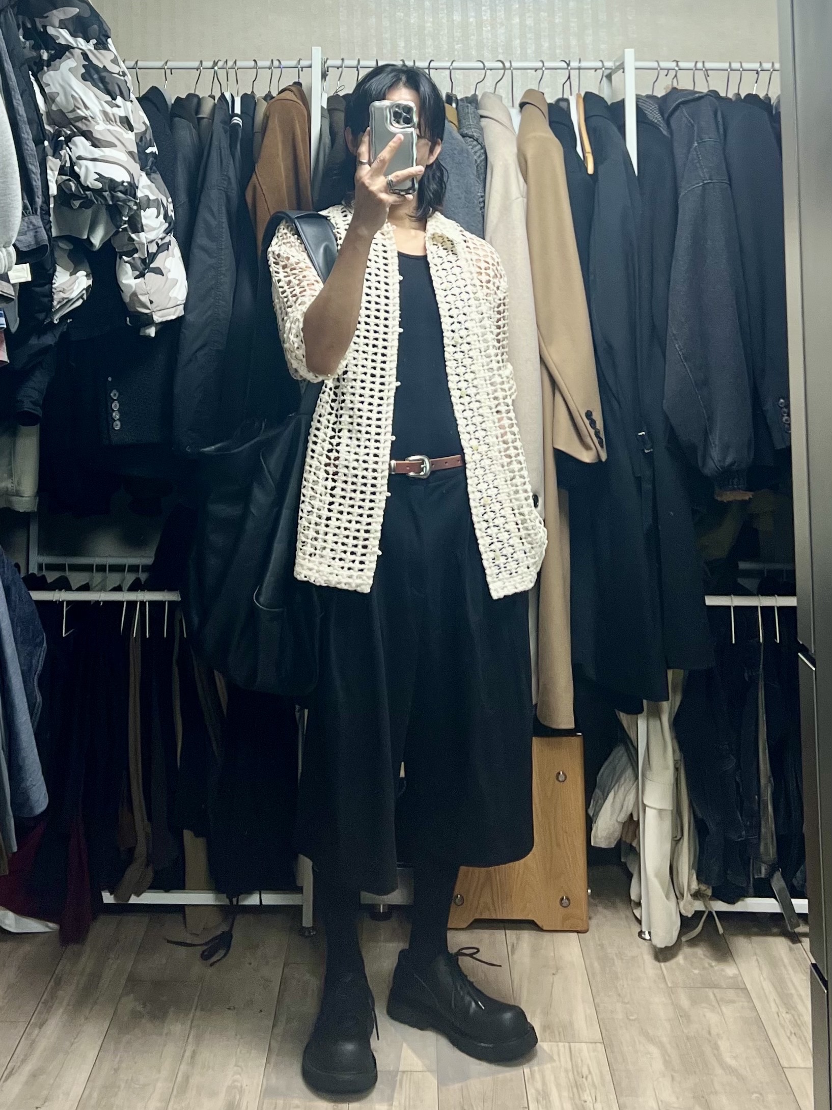 Typing Mistake Flower Crochet Shirts Jacket Ivory 착용 스타일