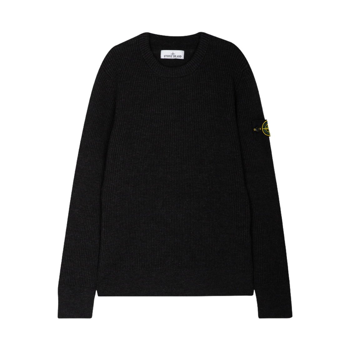 7915553C2-V0M65 Stone Island 553C2 Full Rib Wool Crewneck Knit Charcoal Grey Melange - 23FW