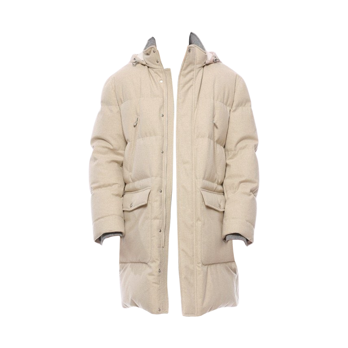 브루넬로 쿠치넬리 울 플란넬 롱 다운 패딩 자켓 라이트 베이지(Brunello Cucinelli Wool Flannel Long Down Padded Jacket Light Beige)