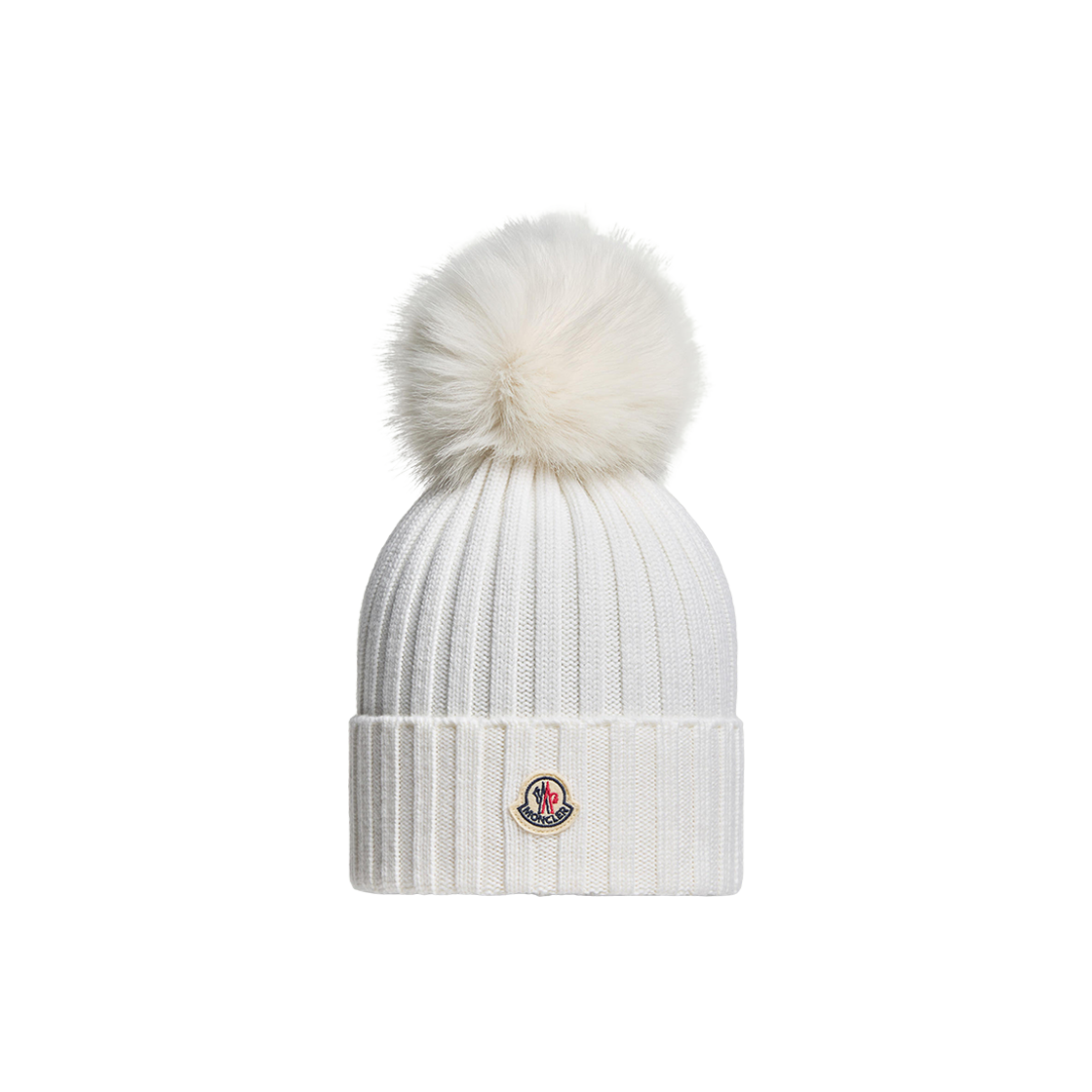 K2-093-3B00064-M1131-034 (W) Moncler Wool Beanie with Pom Pom White - 25FW
