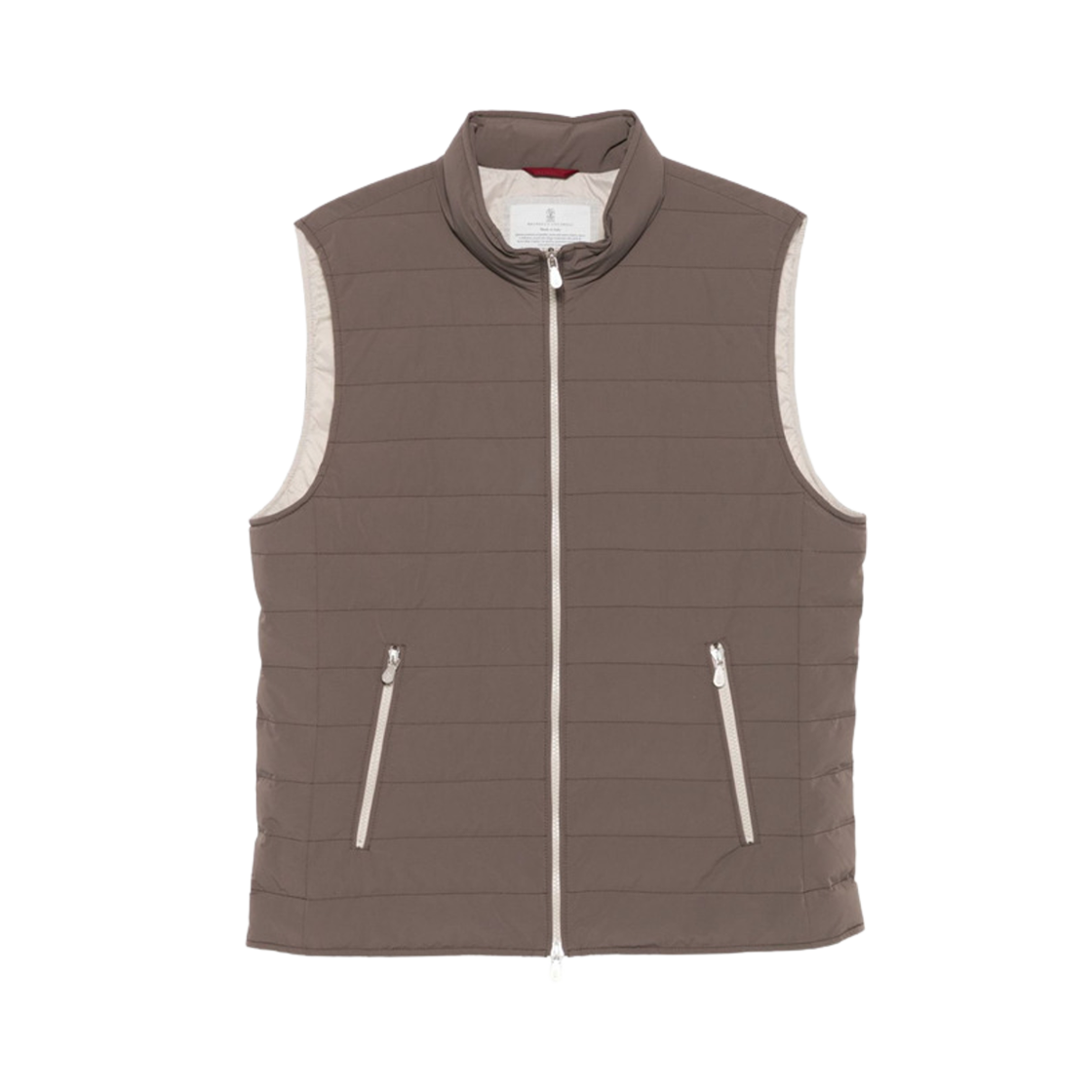 MM4911797-CTL01 Brunello Cucinelli Bonded Taffeta Lightweight Down Vest Brown