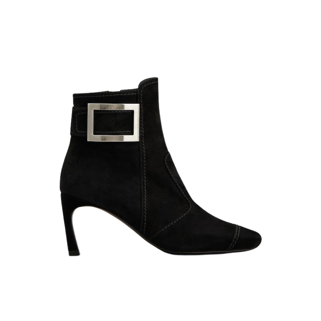 (W) 로저 비비에 트럼펫 스웨이드 부티 블랙((W) Roger Vivier Trompette Booties in Suede Black)