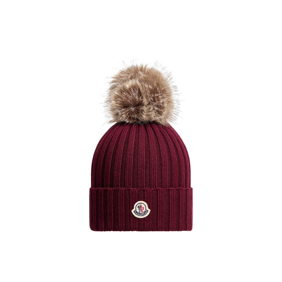 K2-093-3B00064-A9327-464 (W) Moncler Wool Beanie with Pom Pom Burgundy - 25FW