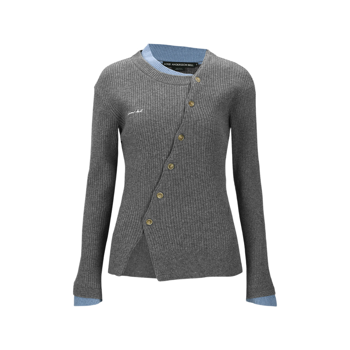 atb1383w(GREY) ADSB Andersson Bell Button Slim Knit Cardigan Grey