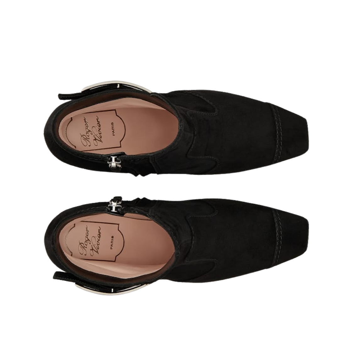 (W) 로저 비비에 트럼펫 스웨이드 부티 블랙((W) Roger Vivier Trompette Booties in Suede Black) - 2