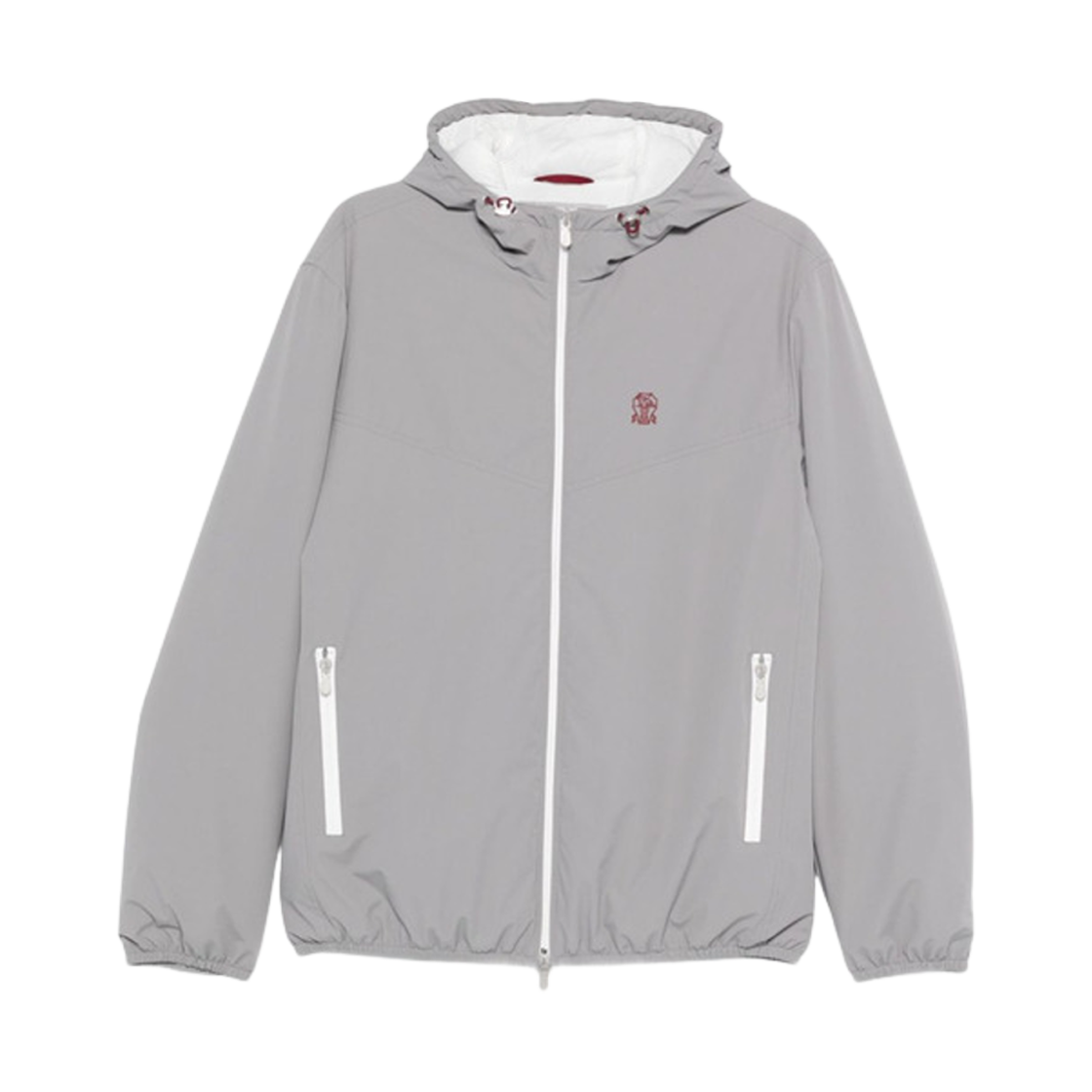 브루넬로 쿠치넬리 본디드 나일론 써모 패딩 로고 후드 자켓 그레이(Brunello Cucinelli Bonded Nylon Hooded Jacket with Thermore Padding and Logo Grey)