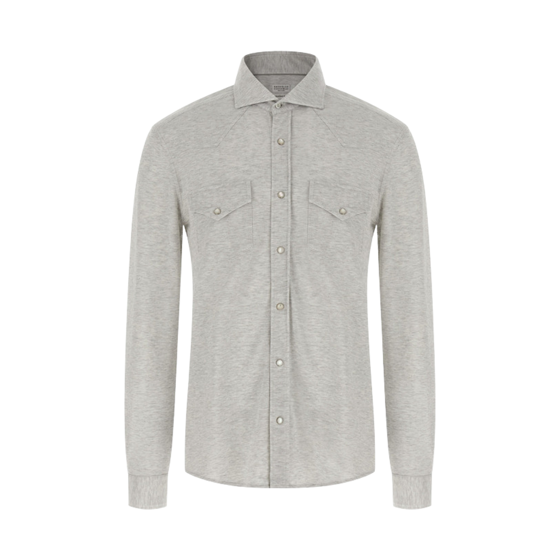 ME8546666-C3657 Brunello Cucinelli Cotton Pique Western Shirt Grey