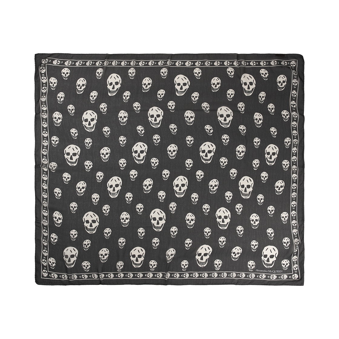 5577173052Q1078/5577174Q0601078 Alexander McQueen Classic Silk Blend Skull Scarf Black