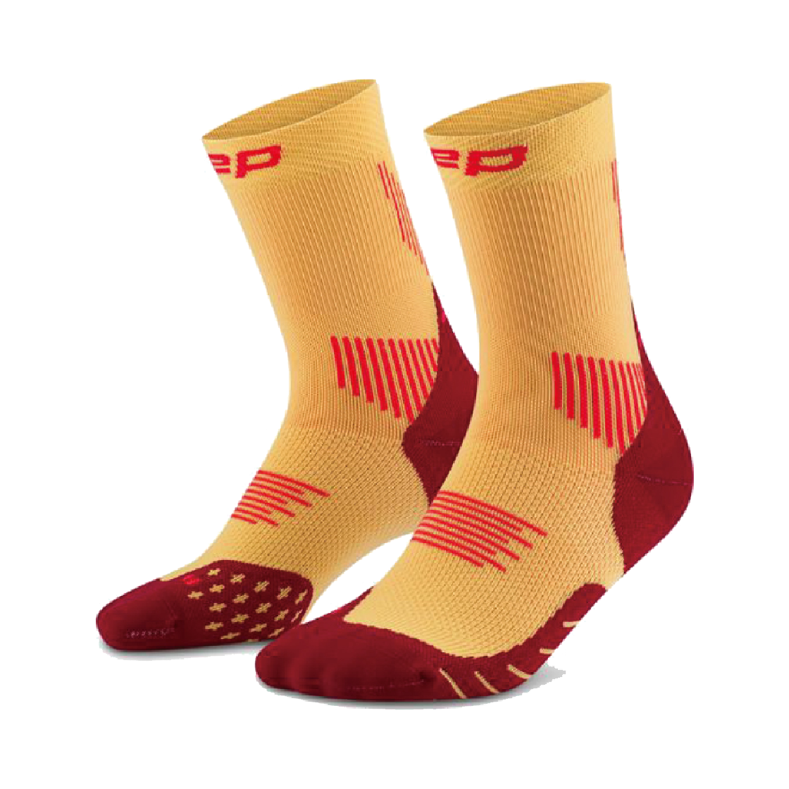WP7CMR2 CEP Core Run Mid Cut Socks V5 Marigold Burgurndy Women