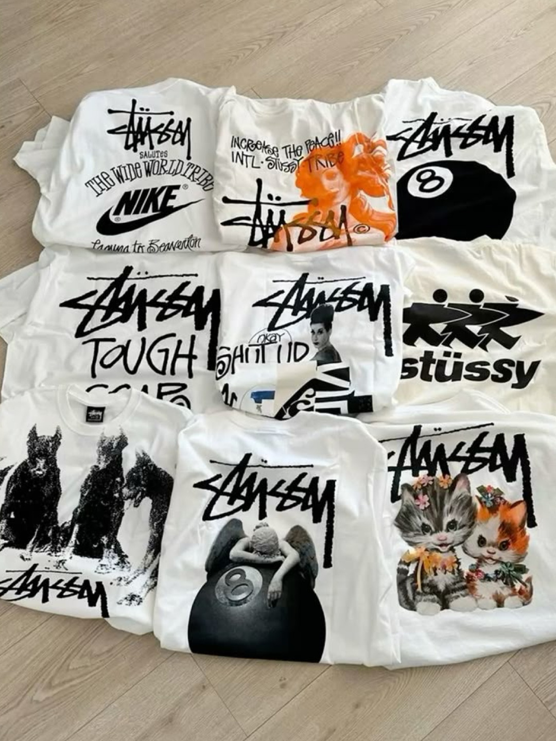 Stussy Basic Stussy Zip Hoodie Ash Heather, Stussy Basic Stussy LS T-Shirt White 착용 스타일 - 4