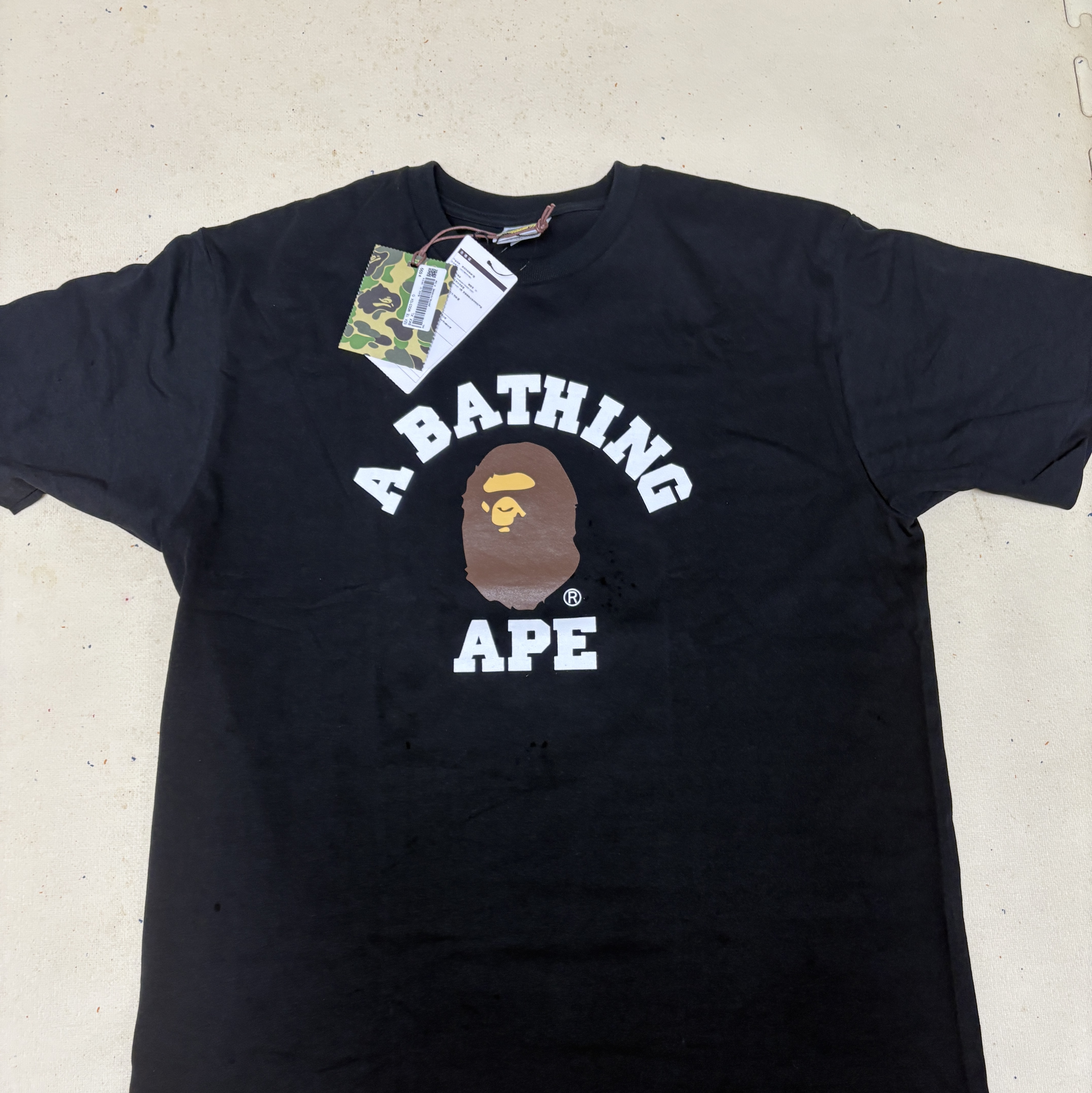 BAPE College T-Shirt Black 착용 스타일