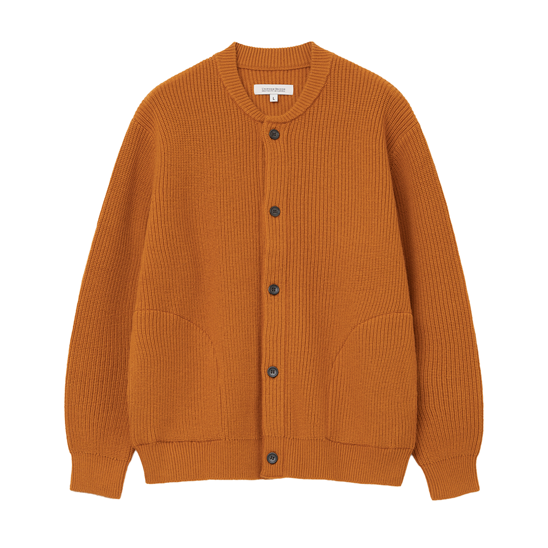 UB2599CD700VOR Uniform Bridge Fisherman Wool Knit Cardigan Orange
