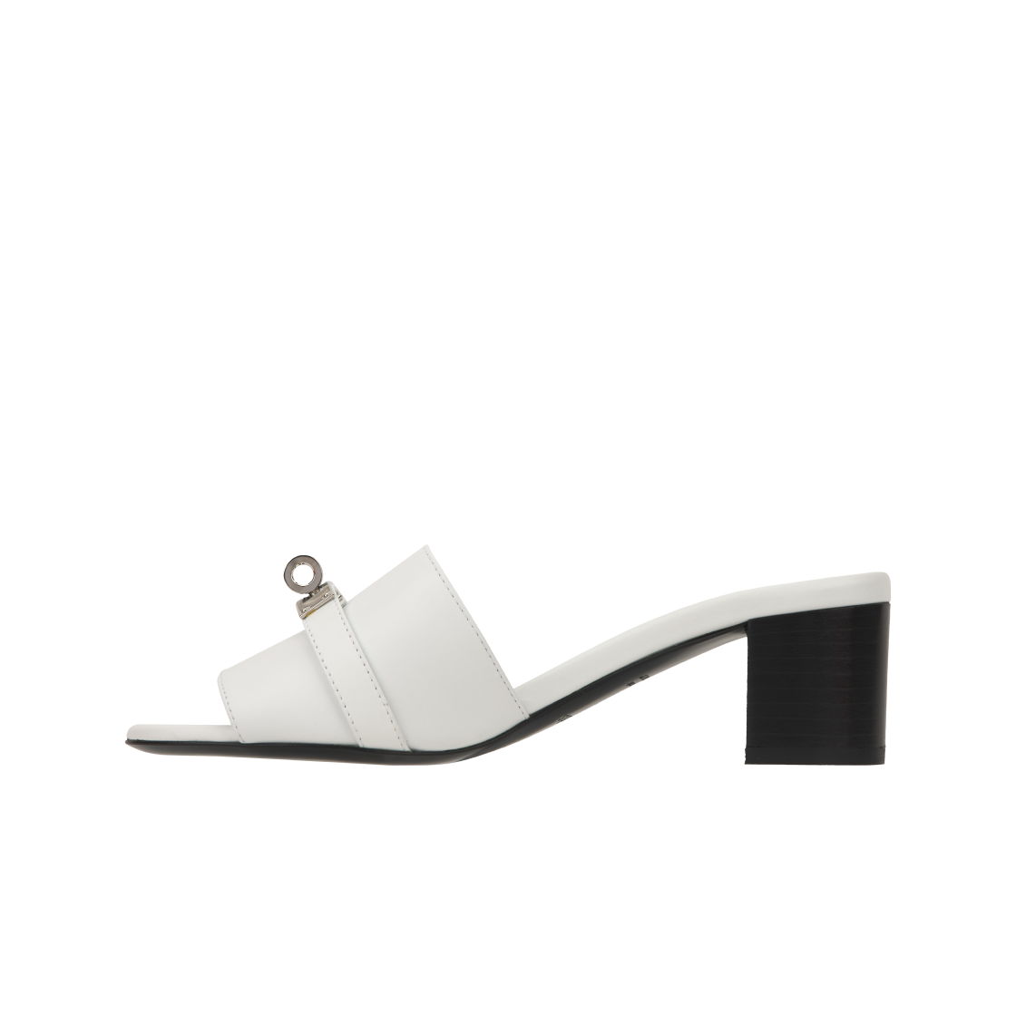 (W) 에르메스 지지 50 샌들 카프스킨 & 팔라듐 하드웨어 블랑((W) Hermes Gigi 50 Sandal Calfskin & Palladium Blanc) - 3