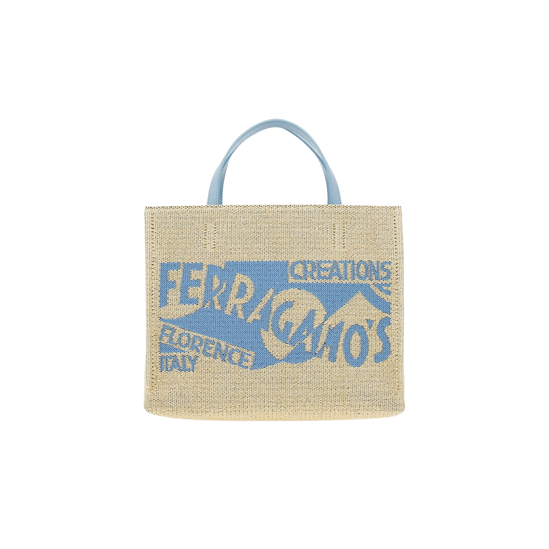 219407-773815 Ferragamo Logo Tote Bag M Sky Blue