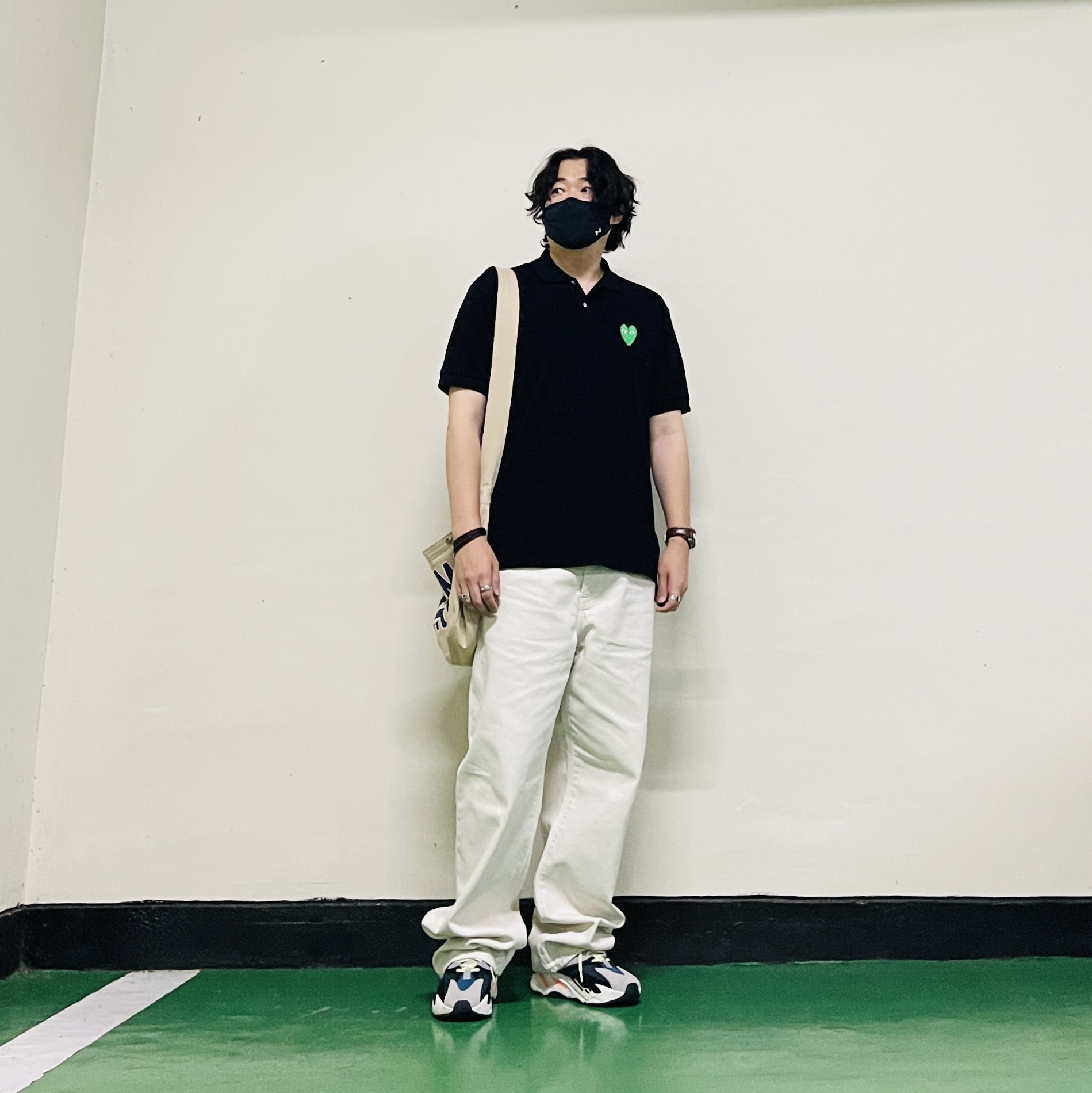 Stussy Washed Canvas Big OL' Jean Washed Vintage Natural, Human Made Paperboy Bag Beige 착용 스타일 - 4