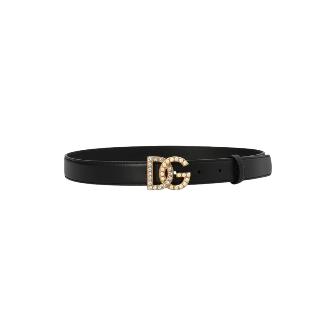 BE1577AQ3398S574 (W) Dolce & Gabbana DG Logo Buckle Leather Belt Black