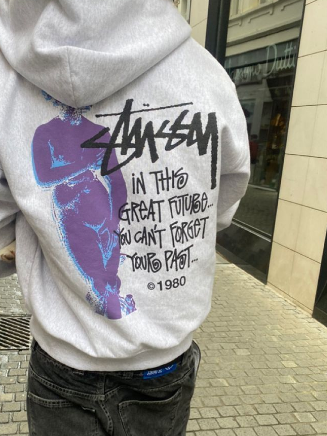Stussy Basic Stussy Zip Hoodie Ash Heather, Stussy Basic Stussy LS T-Shirt White 착용 스타일 - 5