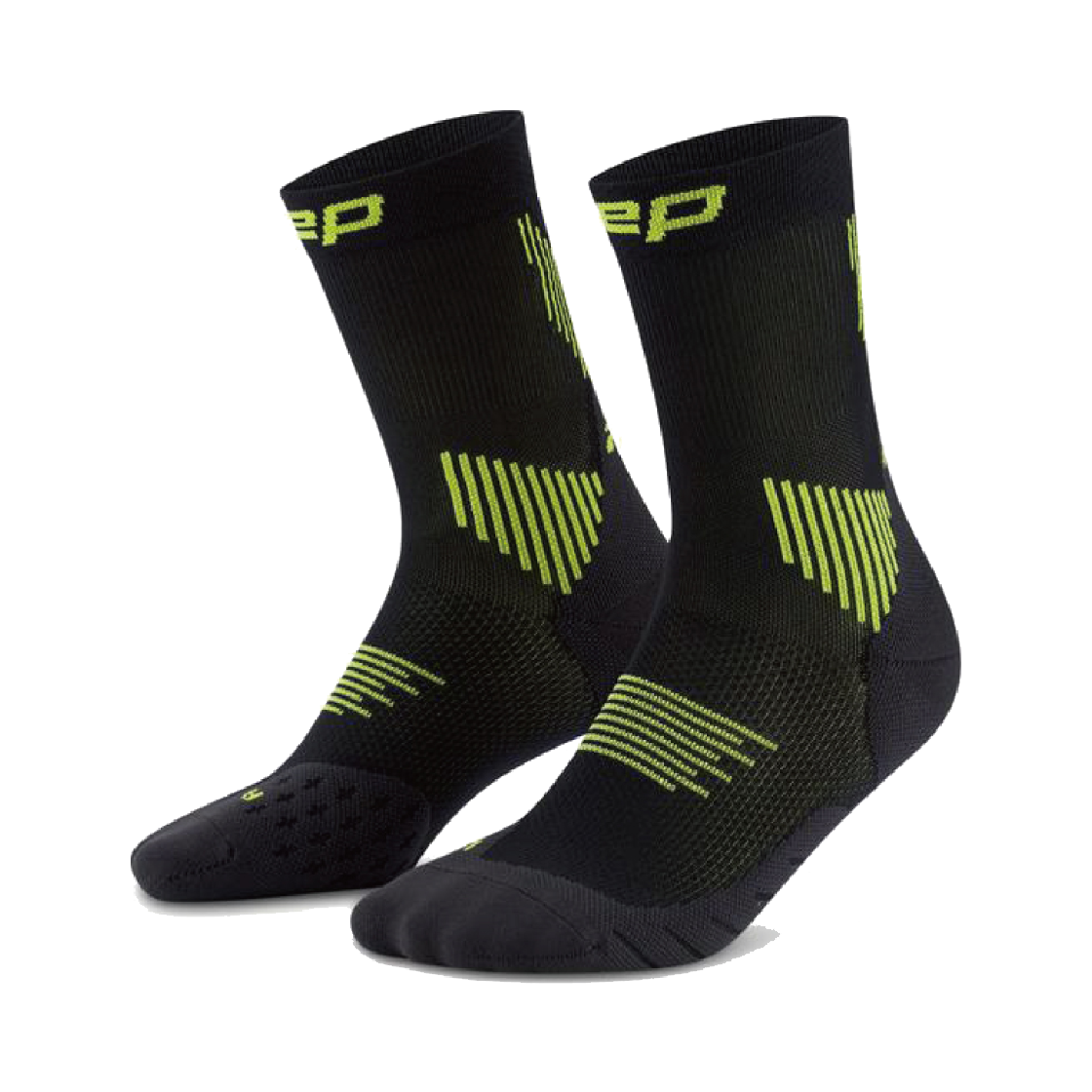 CEP 코어 런 미드컷 삭스 V5 블랙 라임 여성용(CEP Core Run Mid Cut Socks V5 Black Lime Women)
