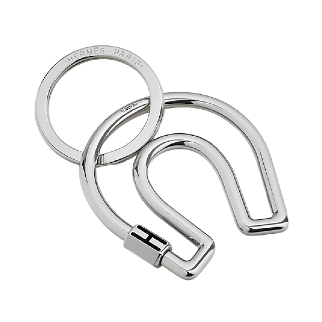 H077329FJ03 Hermes Fer A Cheval Keyring & Stainless Steel Noir
