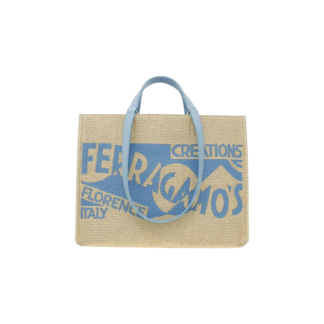 219406-773822 Ferragamo Logo Large Tote Bag Sky Blue
