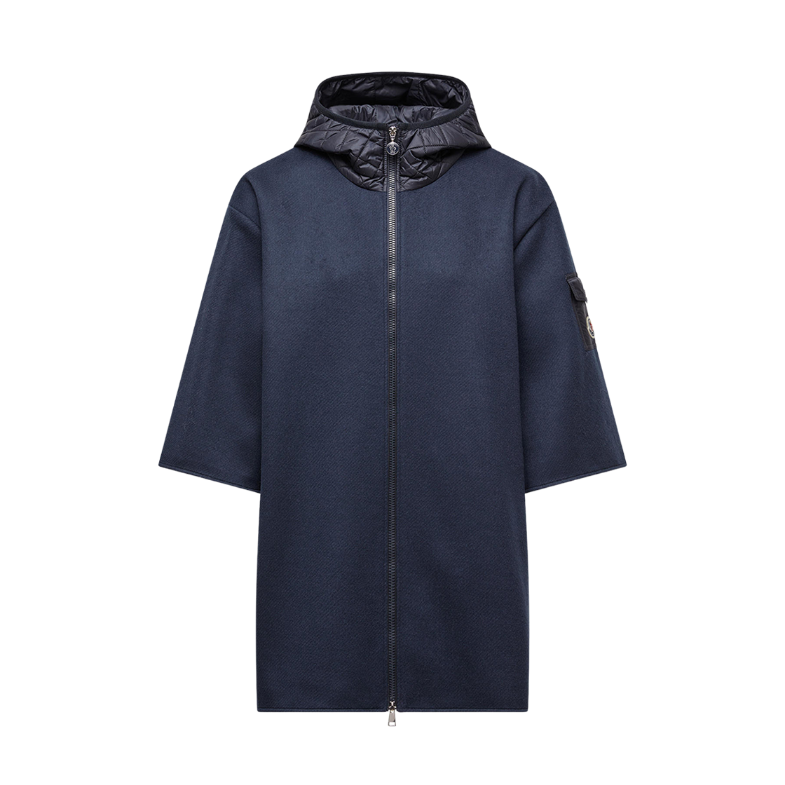 (W) 몽클레르 울 후드 집업 케이프 다크 블루 - 25FW((W) Moncler Wool Hooded Zip-Up Cape Dark Blue - 25FW) - 1