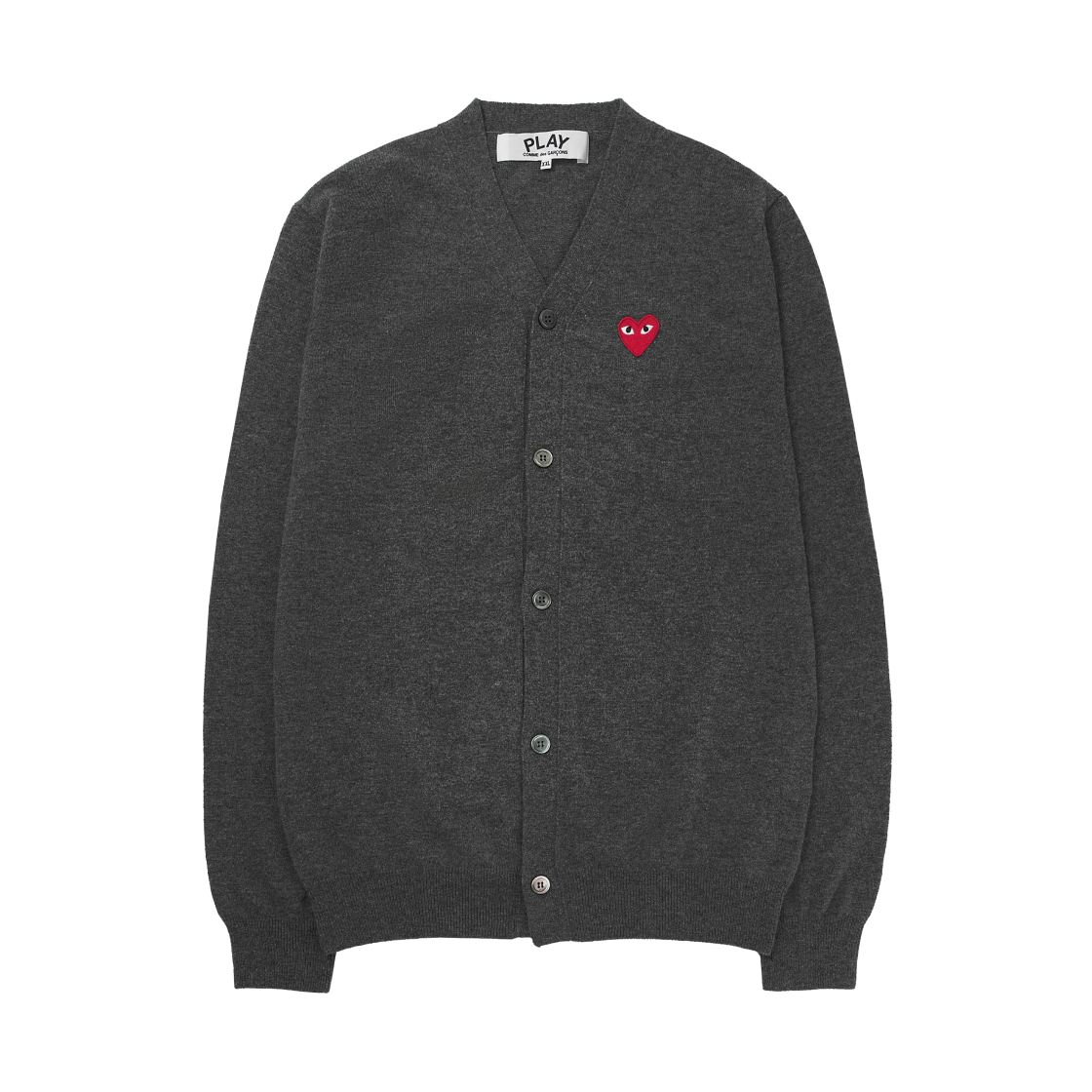 플레이 꼼데가르송 레드 하트 니트 가디건 그레이