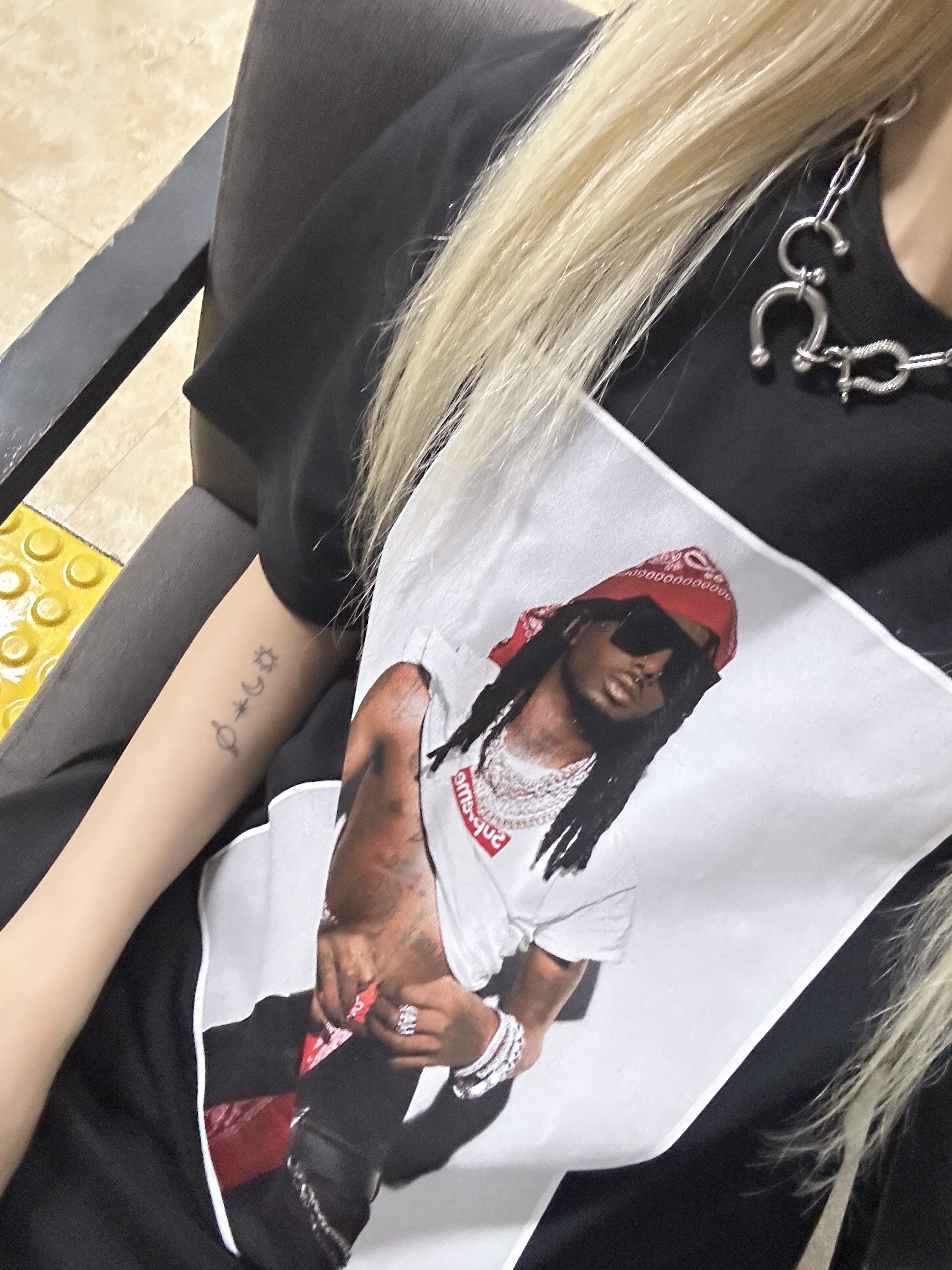 Supreme Playboi Carti T-Shirt Black - 25FW 착용 스타일