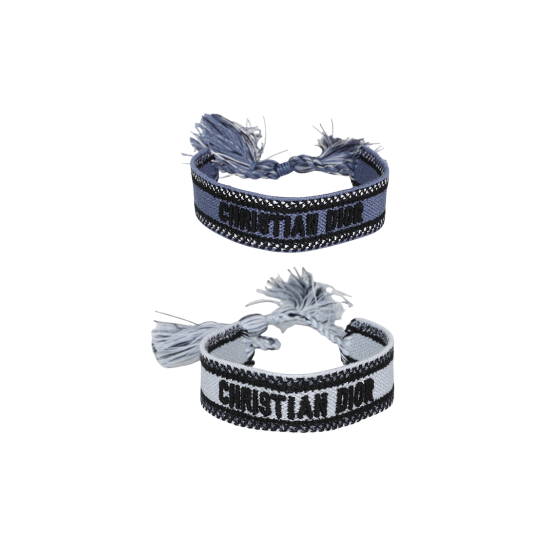 (W) 디올 오블리크 코튼 브레이슬릿 데님 블루 (2개 세트)((W) Dior Oblique Cotton Bracelet Denim Blue (Set of 2))