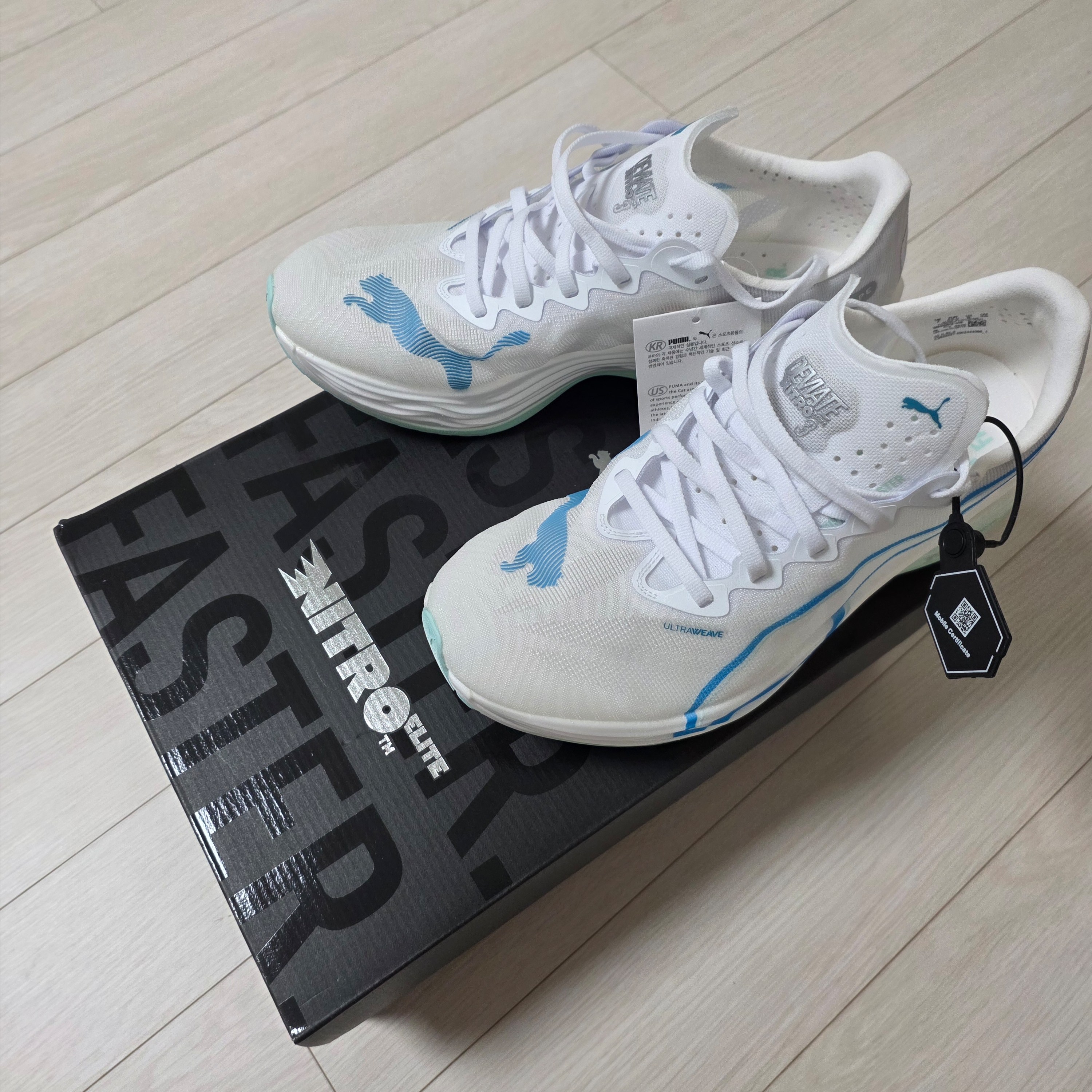 Puma Deviate Nitro Elite 3 White Speed Blue 착용 스타일