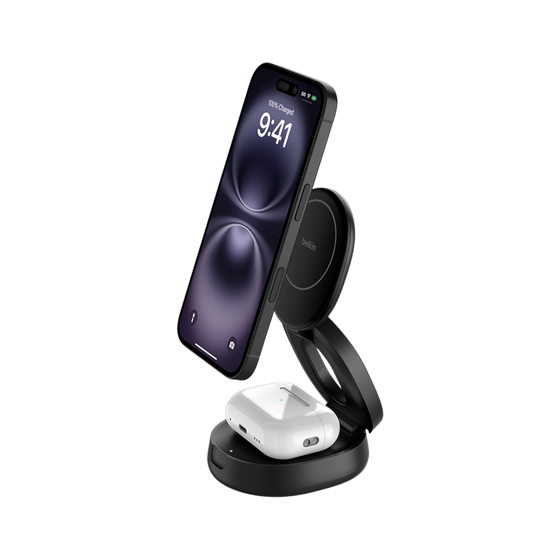 WIZ035krBK Belkin 2-in-1 Qi2 15W Convertible Magnetic Wireless Charging Stand WIZ035kr Black
