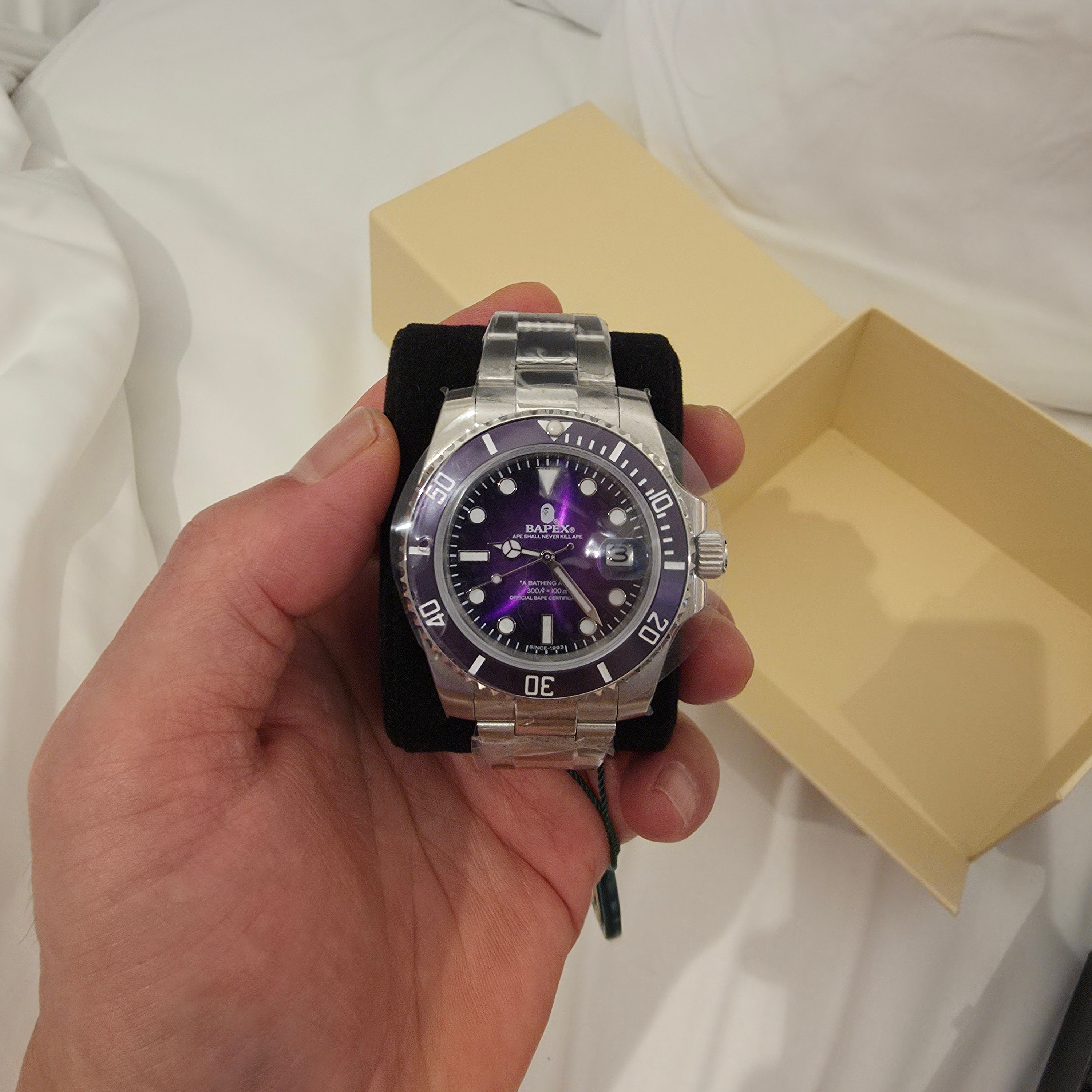 BAPE Classic Type 1 Bapex Watch Silver Blue 착용 스타일