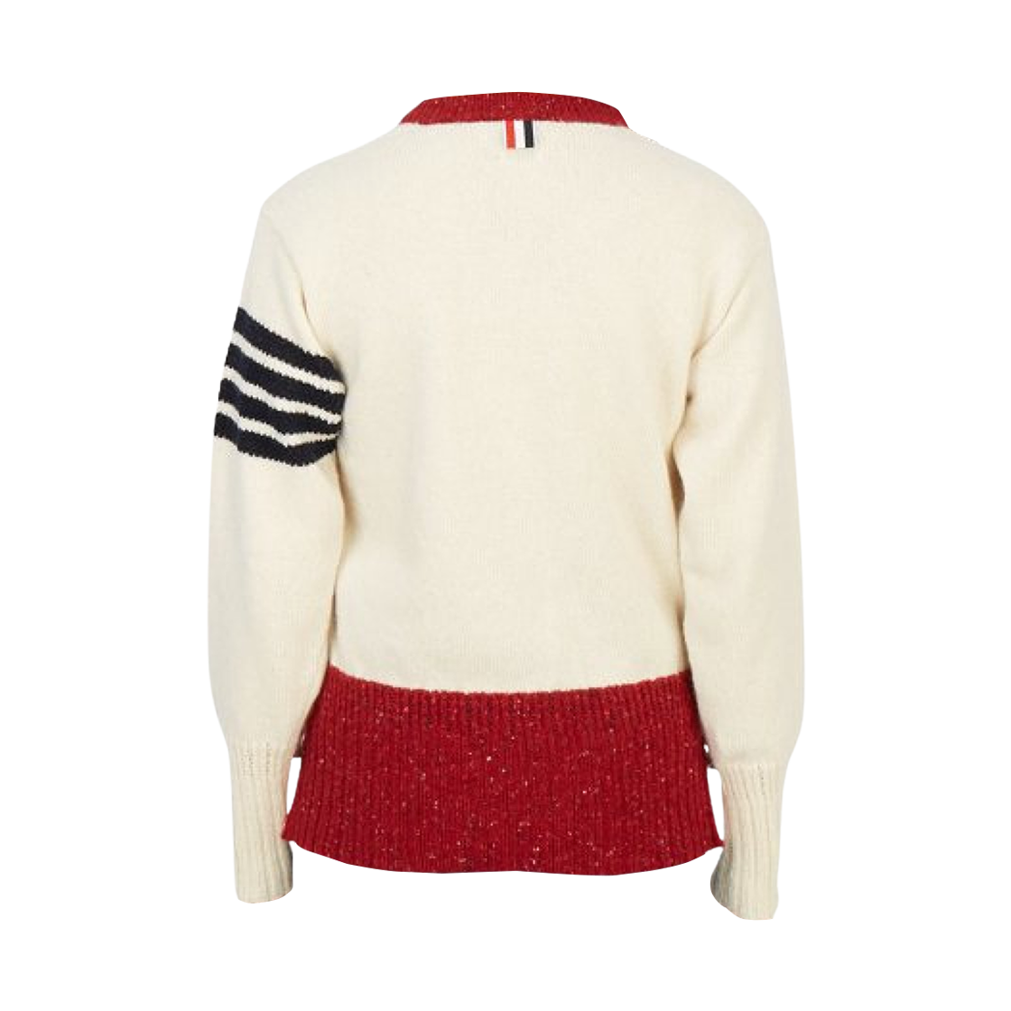 (W) 톰브라운 모헤어 트위드 저지 스티치 풀오버 사선 니트 화이트((W) Thom Browne Jersey Stitch Pullover 4-Bar Knit in Mohair Tweed White) - 2