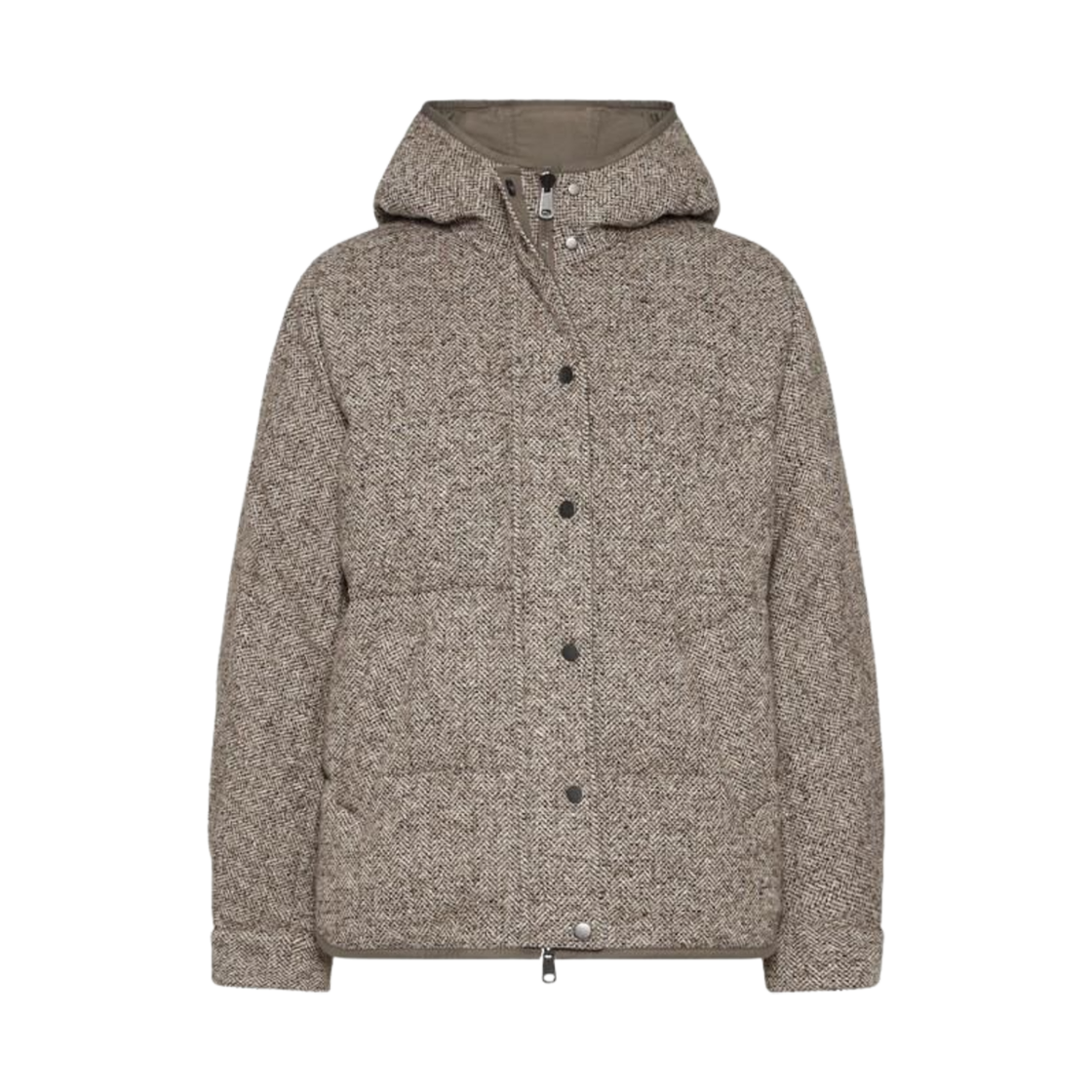 MG5307729-C6286 (W) Brunello Cucinelli Flecked Virgin Wool and Silk Chevron Hooded Down Jacket Rope