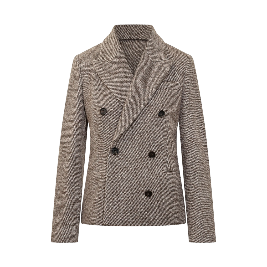 MG5317329-C6321 (W) Brunello Cucinelli Virgin Wool and Silk Melange Diagonal Blazer with Monili Brown