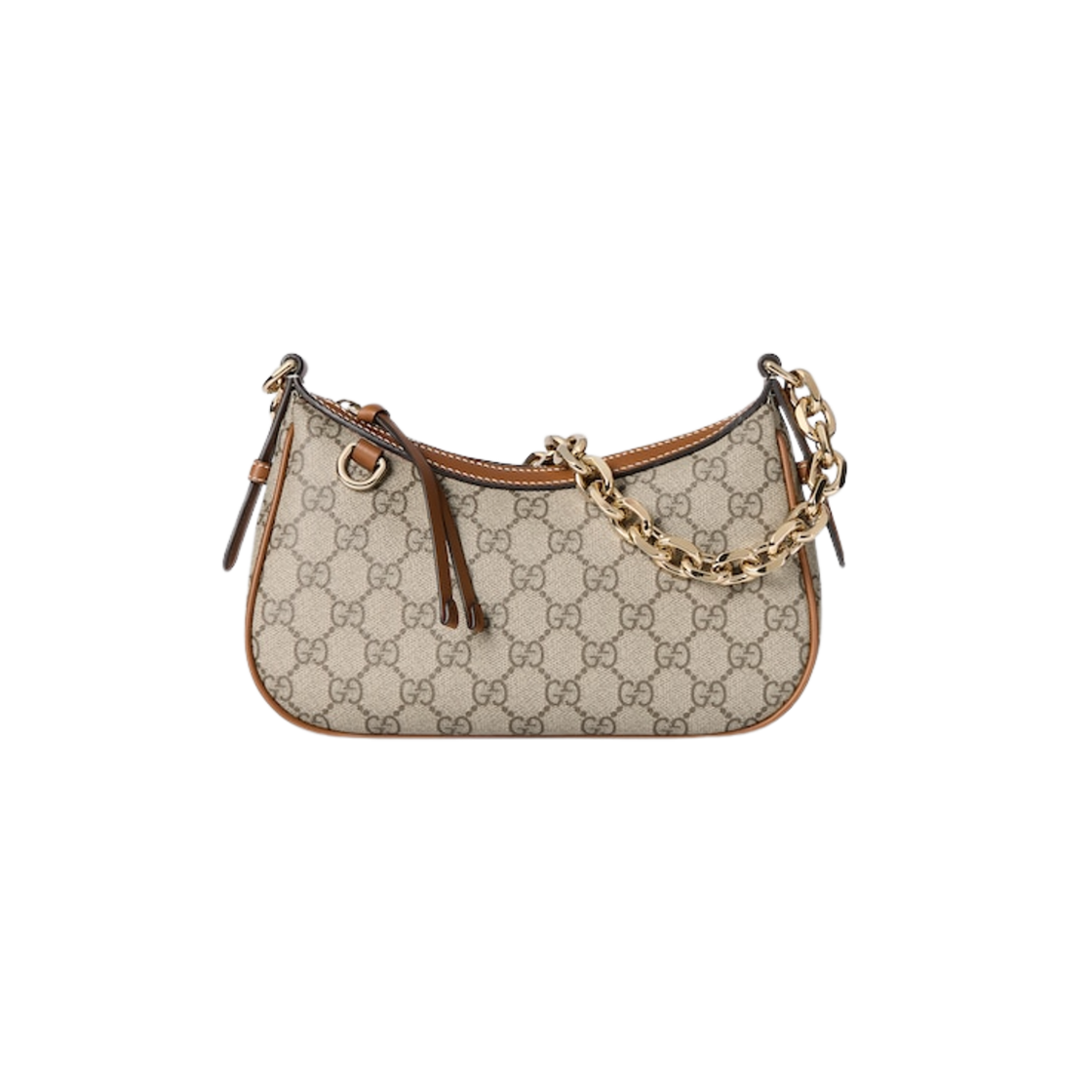 구찌 GG 엠블럼 스몰 숄더백 베이지 다크 브라운(Gucci GG Emblem Small Shoulder Bag Beige Dark Brown) - 1