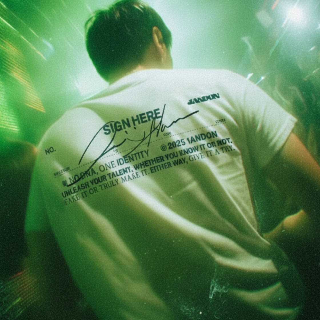 [예약 판매] 원엔온 네임택 티셔츠 화이트 그린([예약 판매] 1ANDON NAME TAG T-shirt White Green) - 3