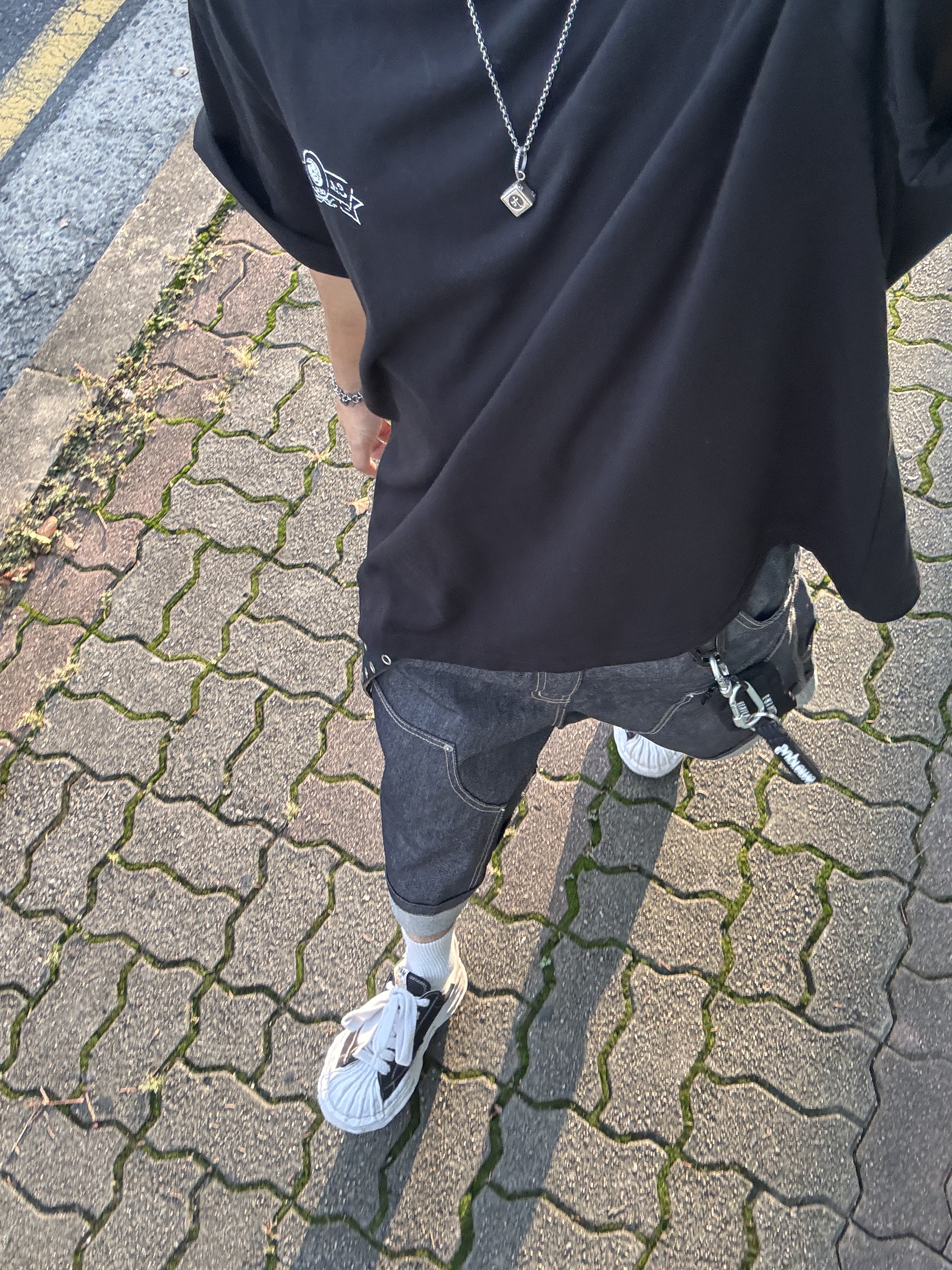 [프리오더] Polyteru 925 Silver Pendant Dice, GRAILZ x KOIN SEOUL Carpenter Bermuda Denim Pants Indigo 착용 스타일