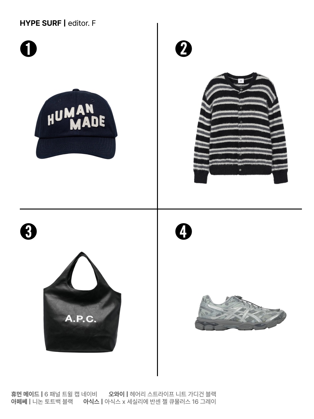 Human Made 6 Panel Twill Cap Navy, A.P.C. Ninon Tote Bag Black 착용 스타일 - 2