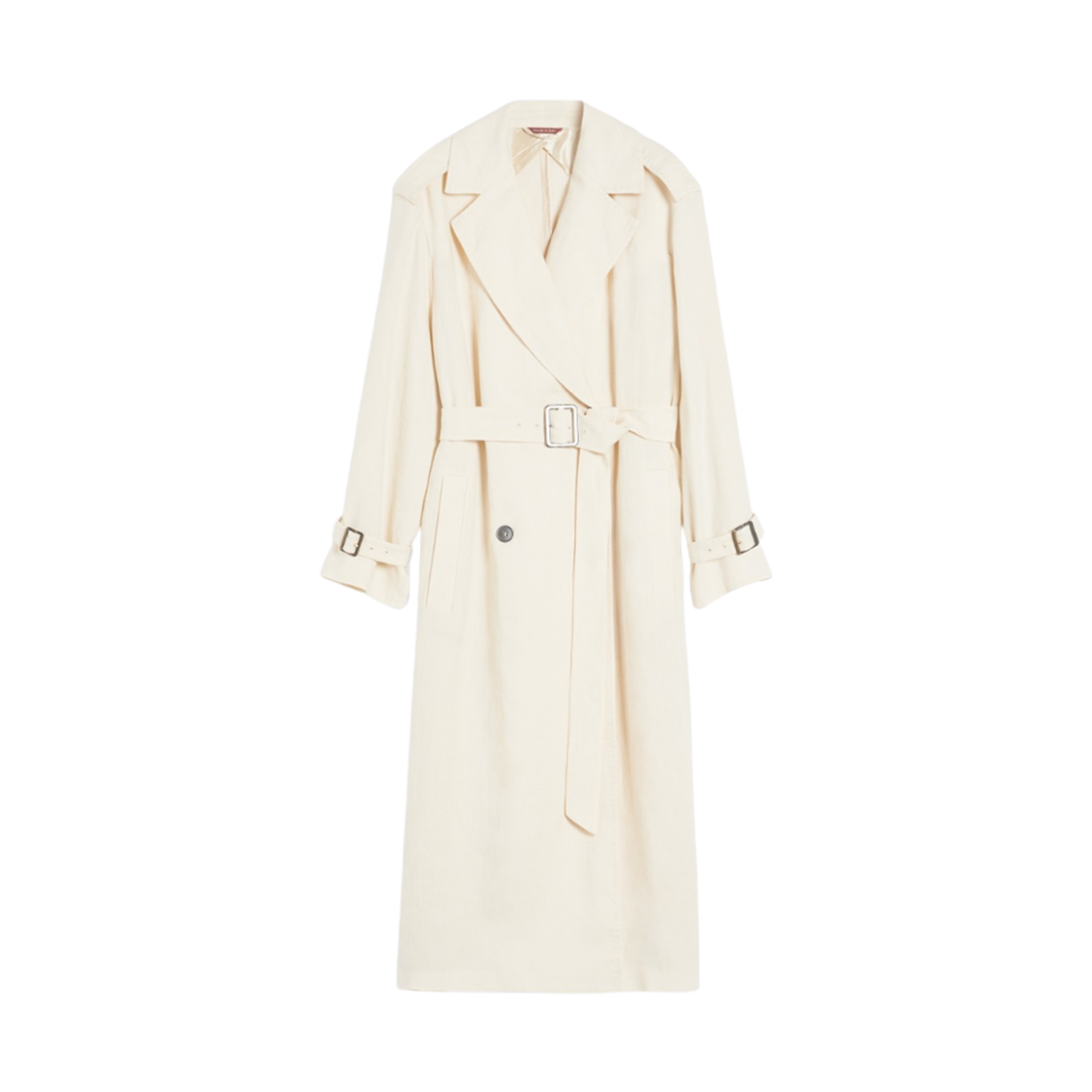 (W) 막스마라 스튜디오 린넨 트윌 브레스티드 트렌치 코트 베이지((W) Max Mara Studio Linen Twill Vieste Trench Coat Beige) - 1