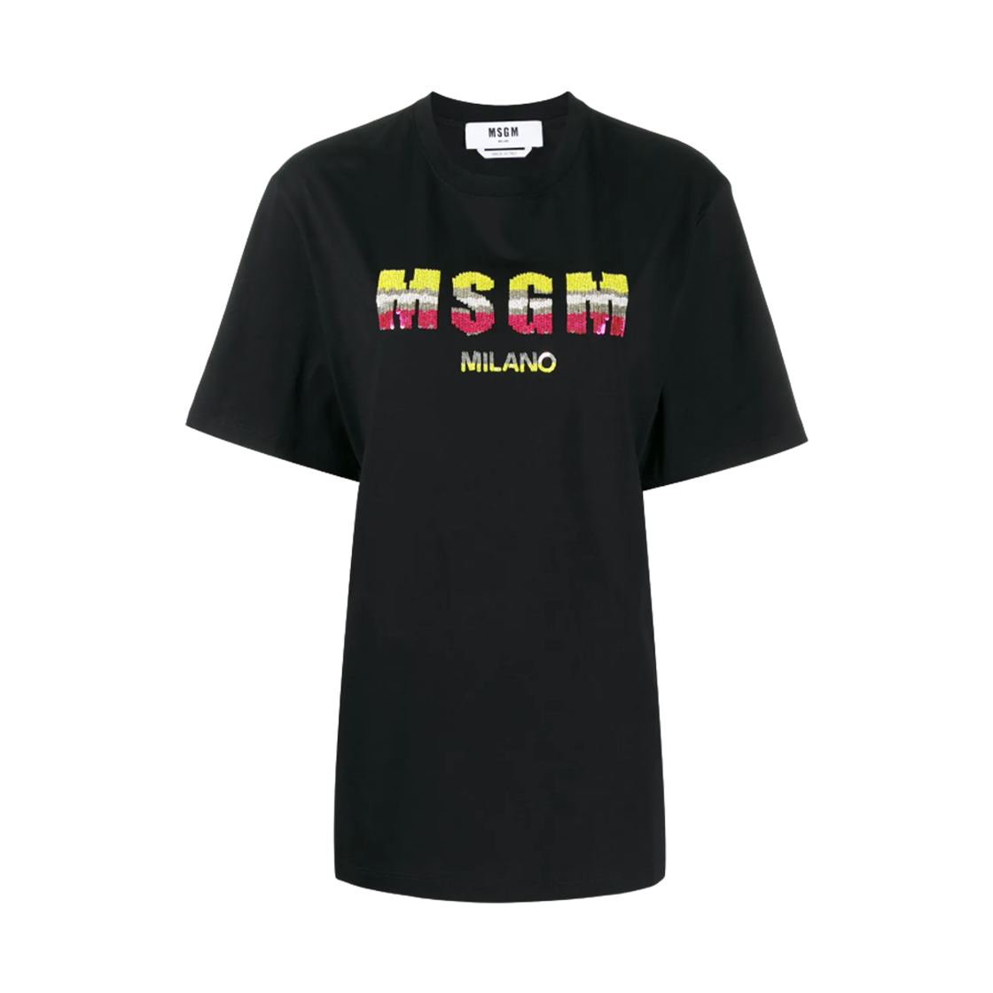2841MDM218-207298-99 (W) MSGM Spangle Logo T-Shirt Black