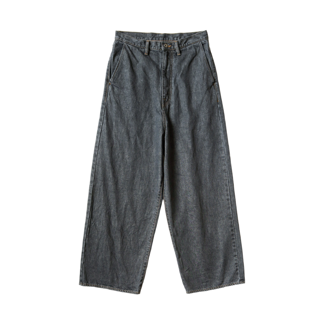 EK-1645 Kapital 14 oz. Black Denim Port Baggy Pants Processing