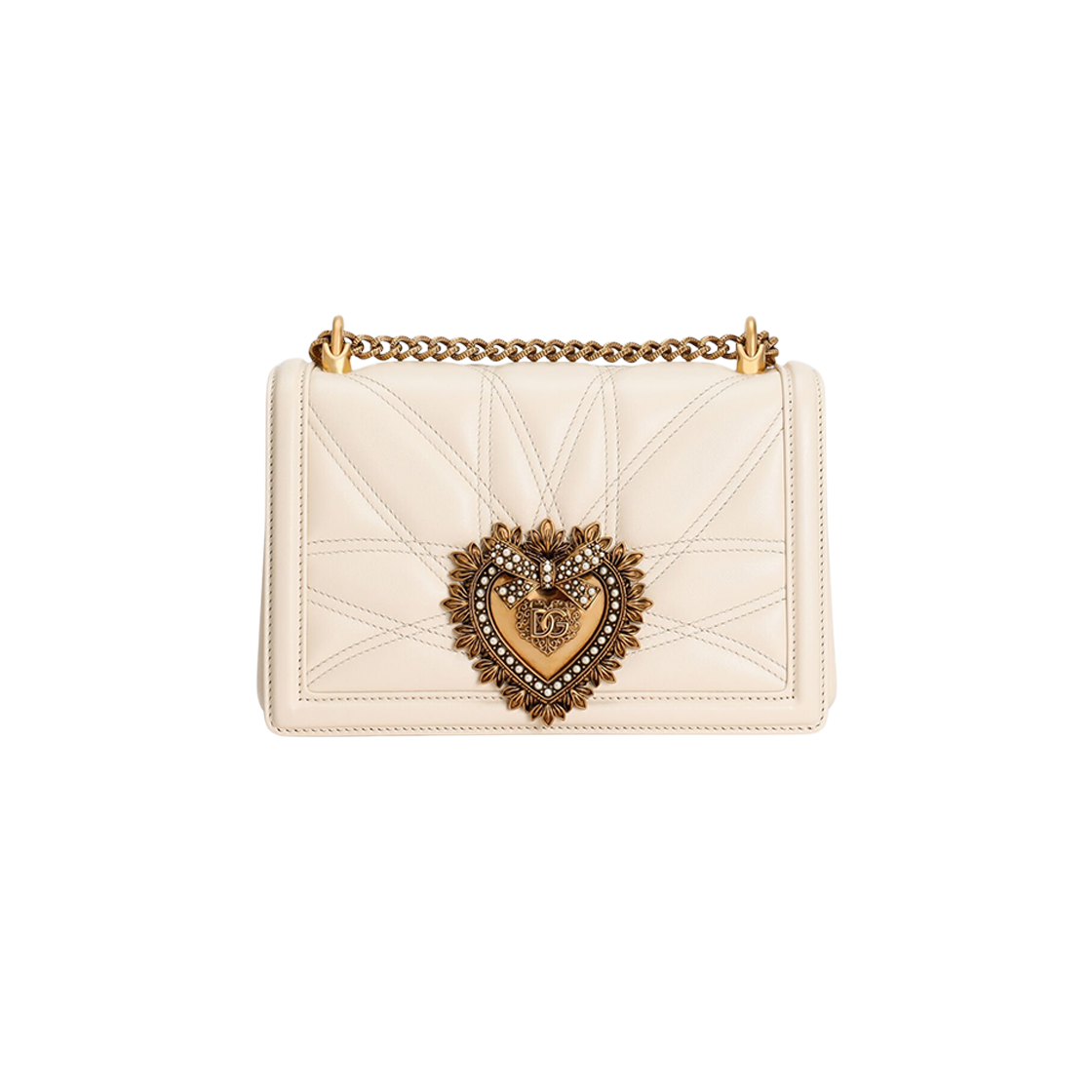 BB7158AW4378H000 Dolce & Gabbana Medium Devotion Shoulder Bag Cream