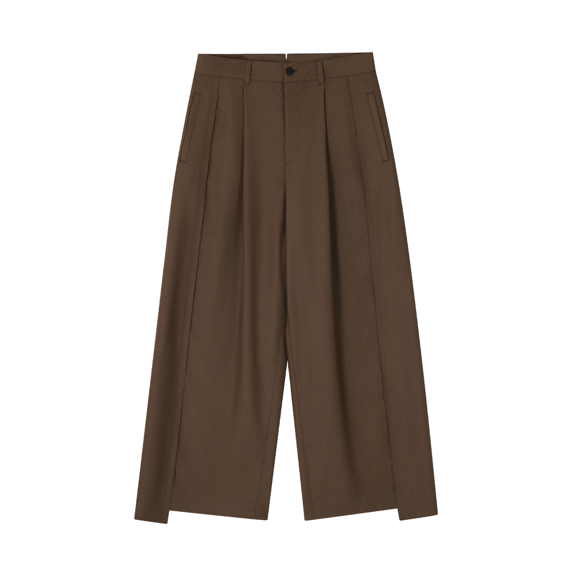 SH5PT707BR SONGZIO ZZERO Asymmetric Cut Flare Pants Brown