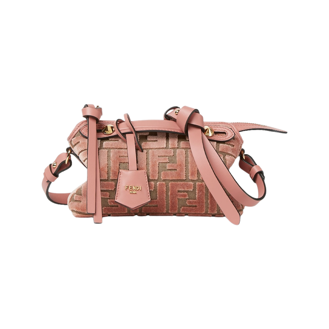 8BS098AT14F13VM Fendi By The Way Soft FF Jacquard Velvet Mini Bag Pink