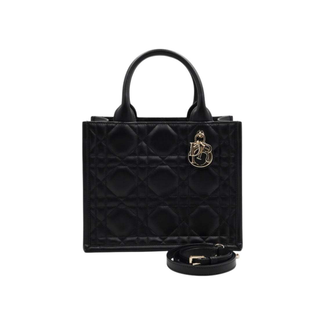 ITIGE5QKPRCK Dior Black Macro Cannage Lady Dior Small Book Tote Bag