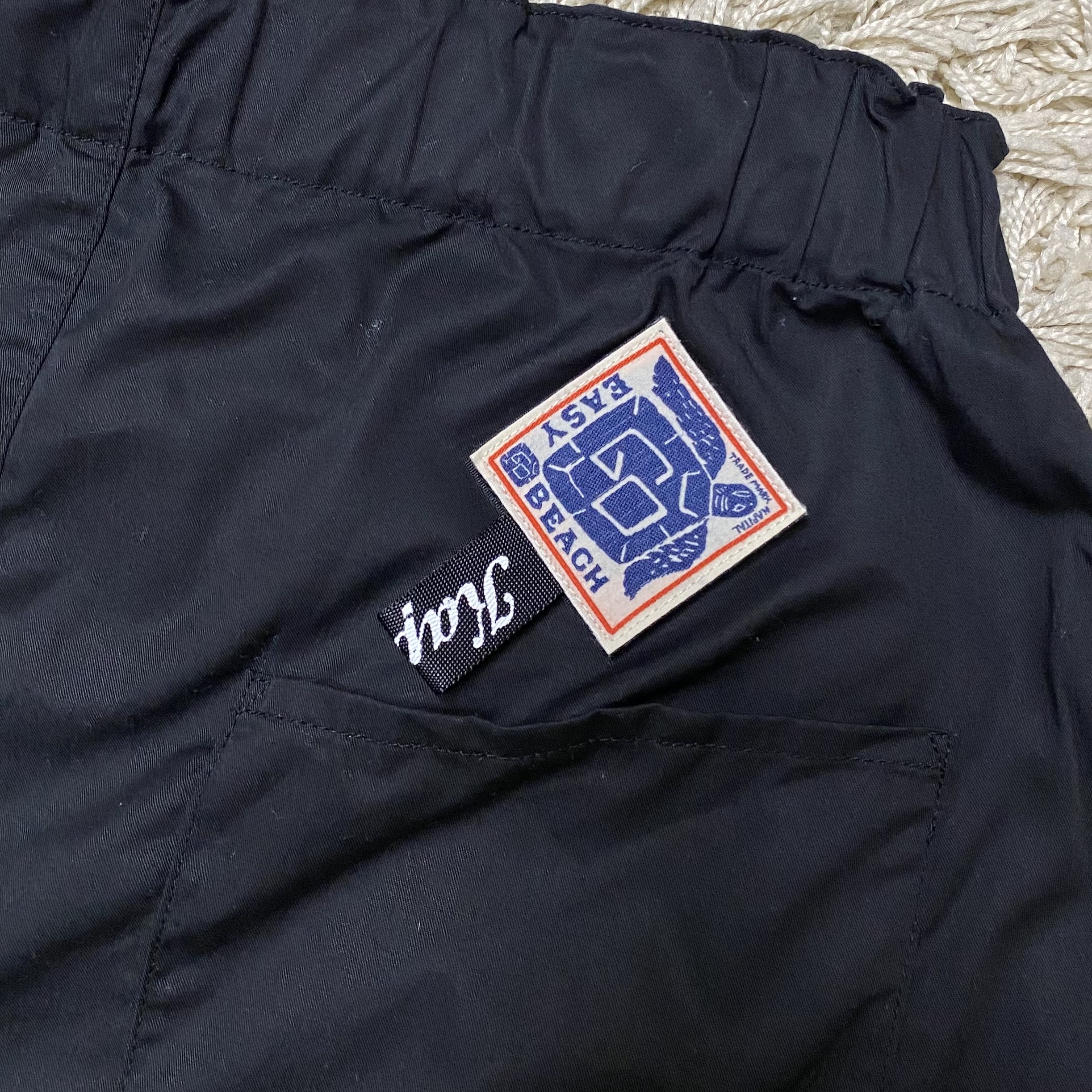 Kapital Combed Burberry Easy Beach Go Pants Black 착용 스타일 - 2